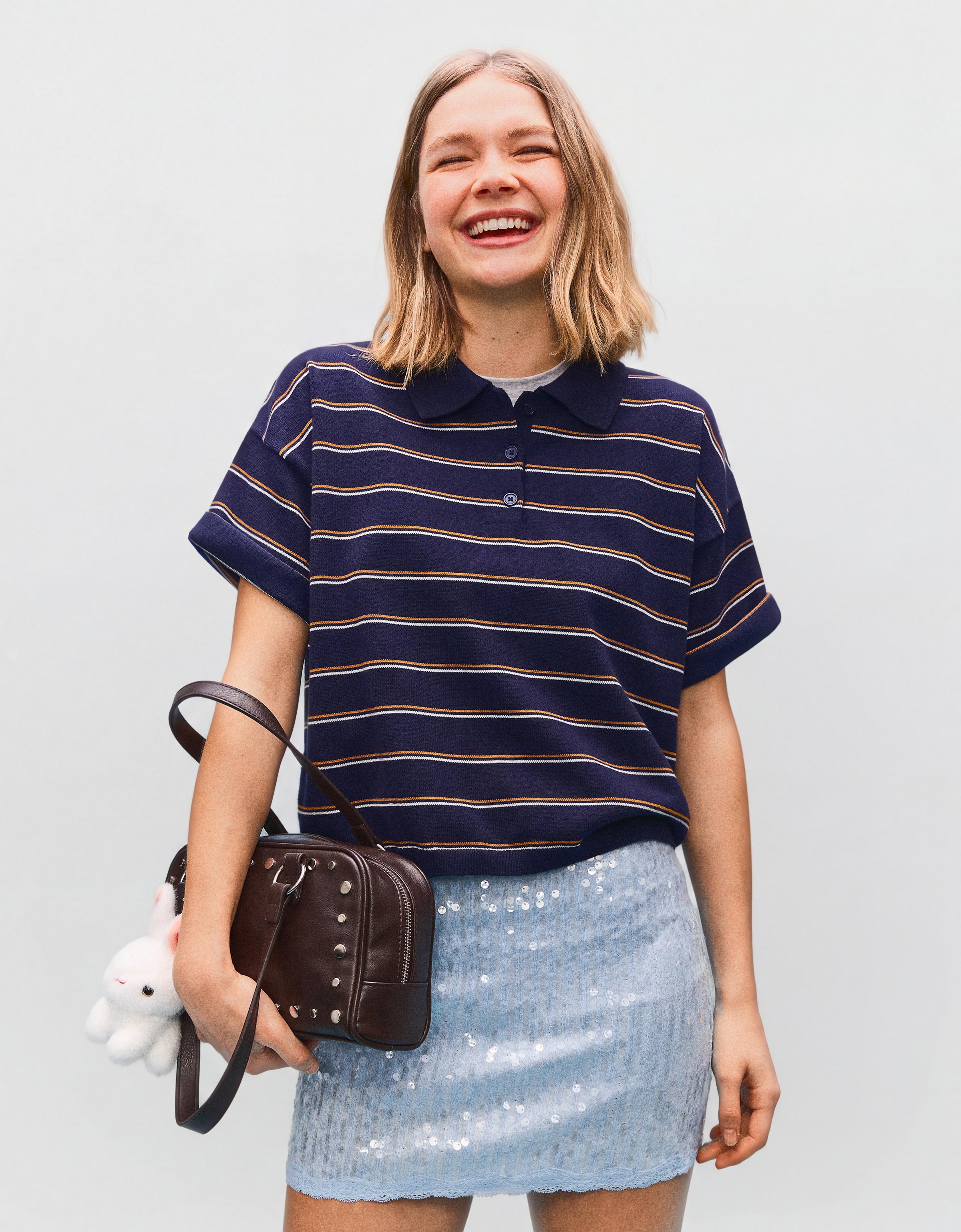 Sequin lace mini skirt — Light blue
