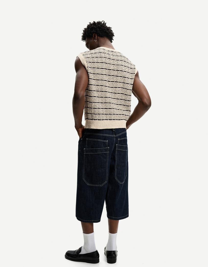 Striped waistcoat-White / Black