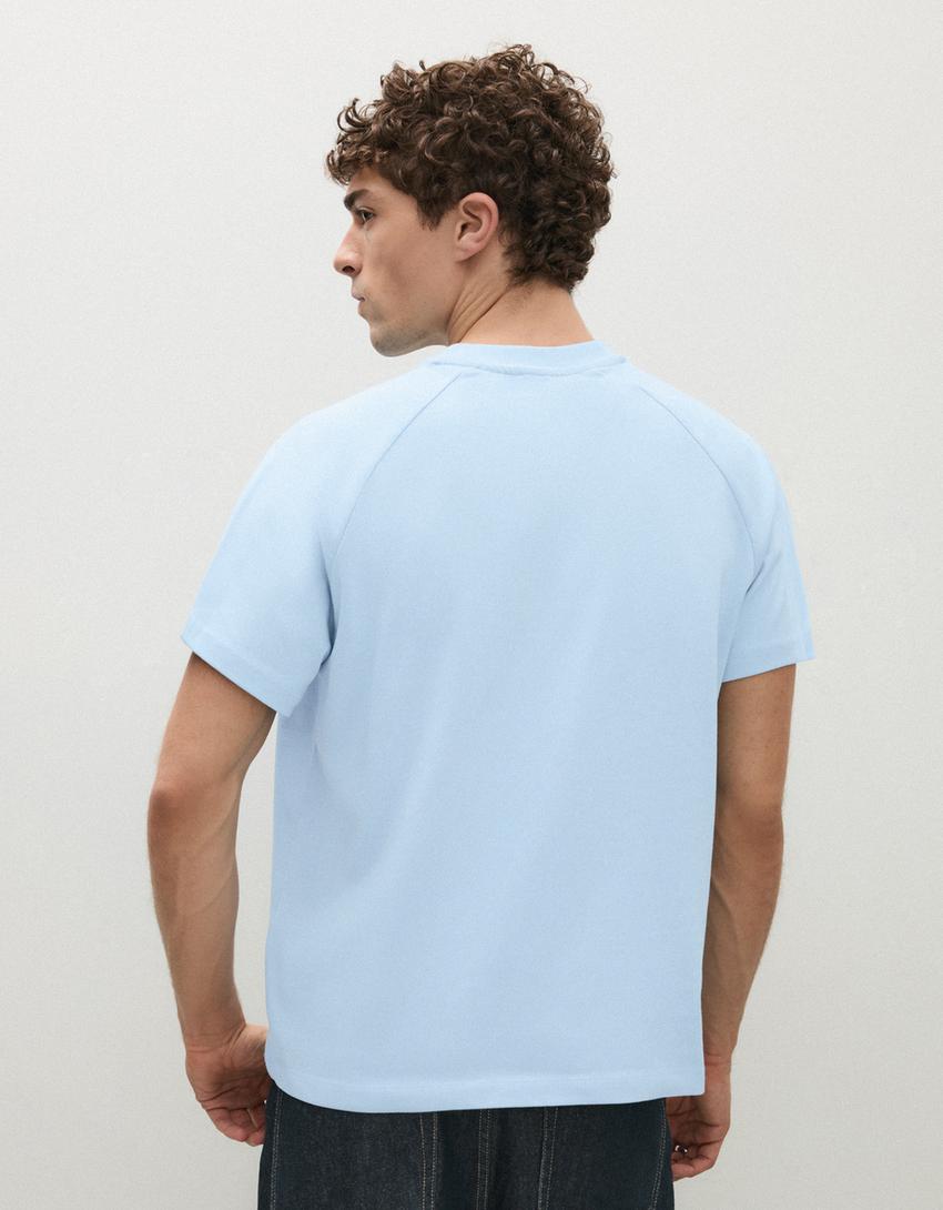 Raglan short sleeve T-shirt-Light blue