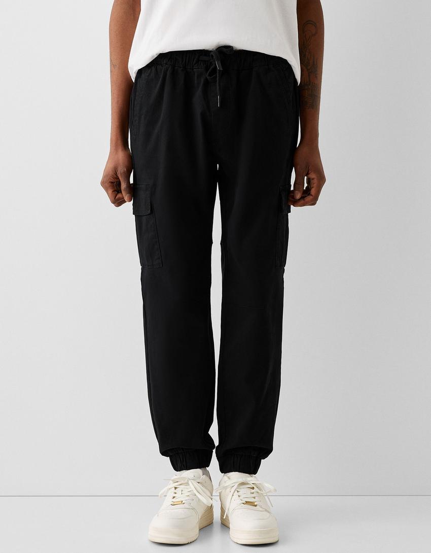 Pantalon jogger cargo coton-Noir-1