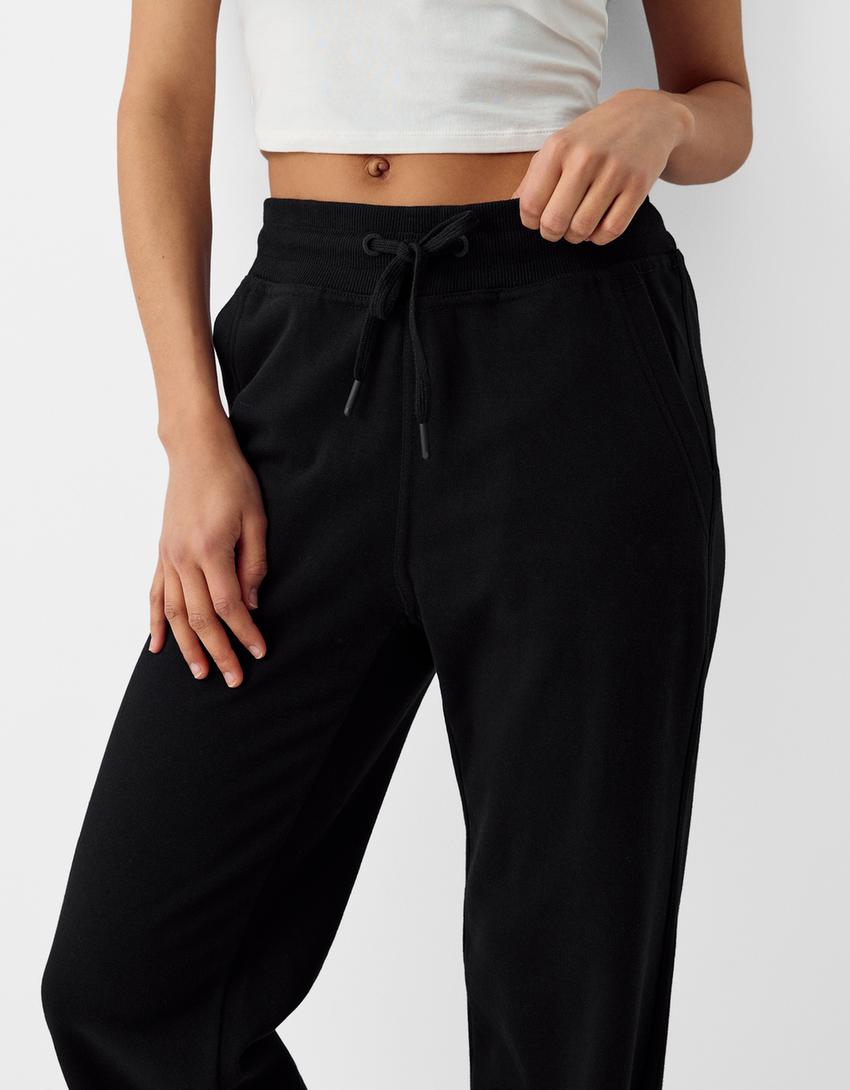 Pantalon jogger en molleton-Noir-3