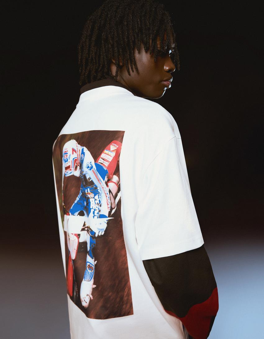 Tricou JT Racing Honda mânecă scurtă print-Alb