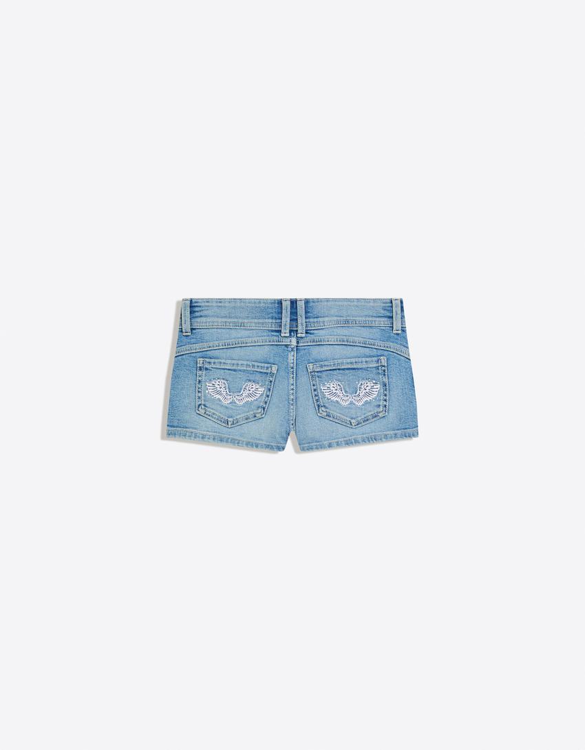 Mini denim shorts-Light blue