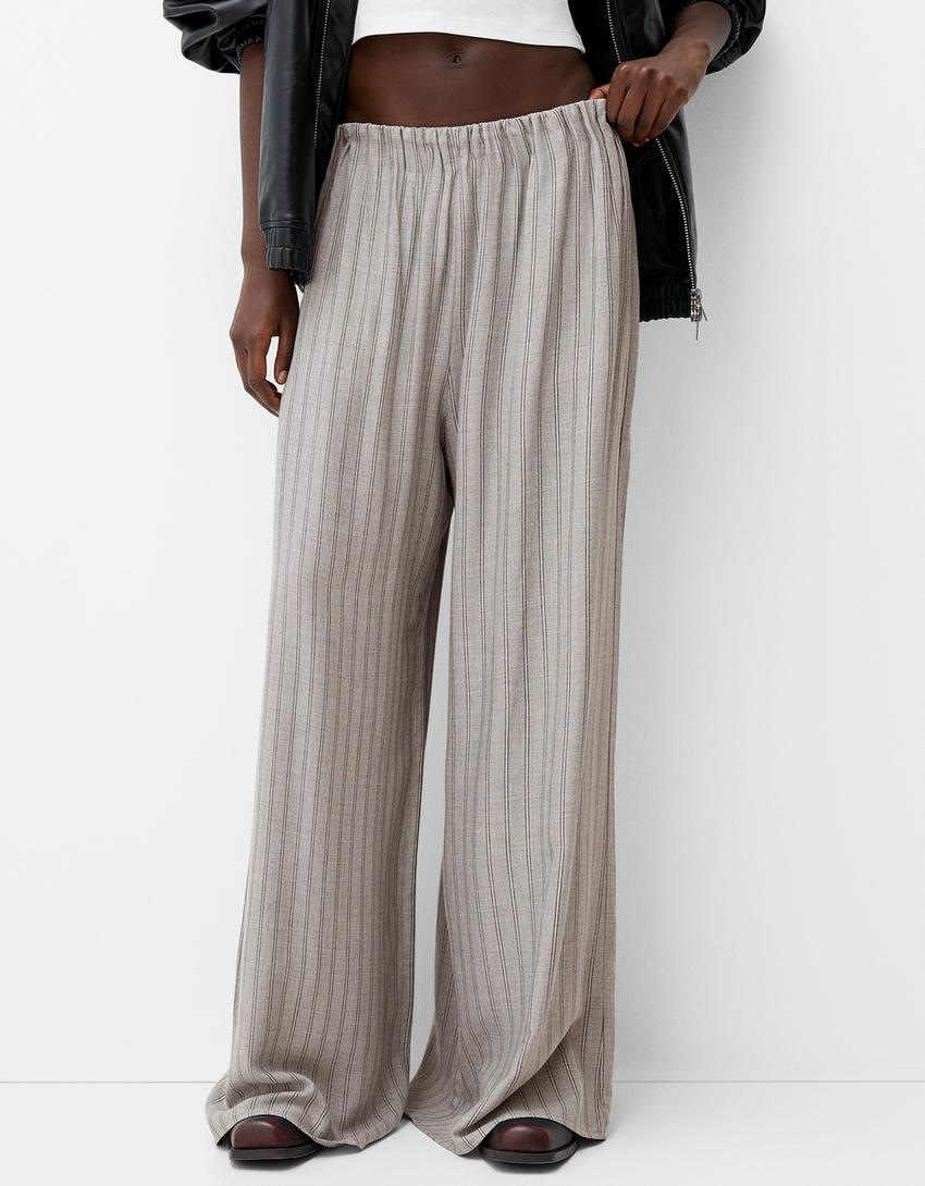 Wide-leg trousers-Grey-1