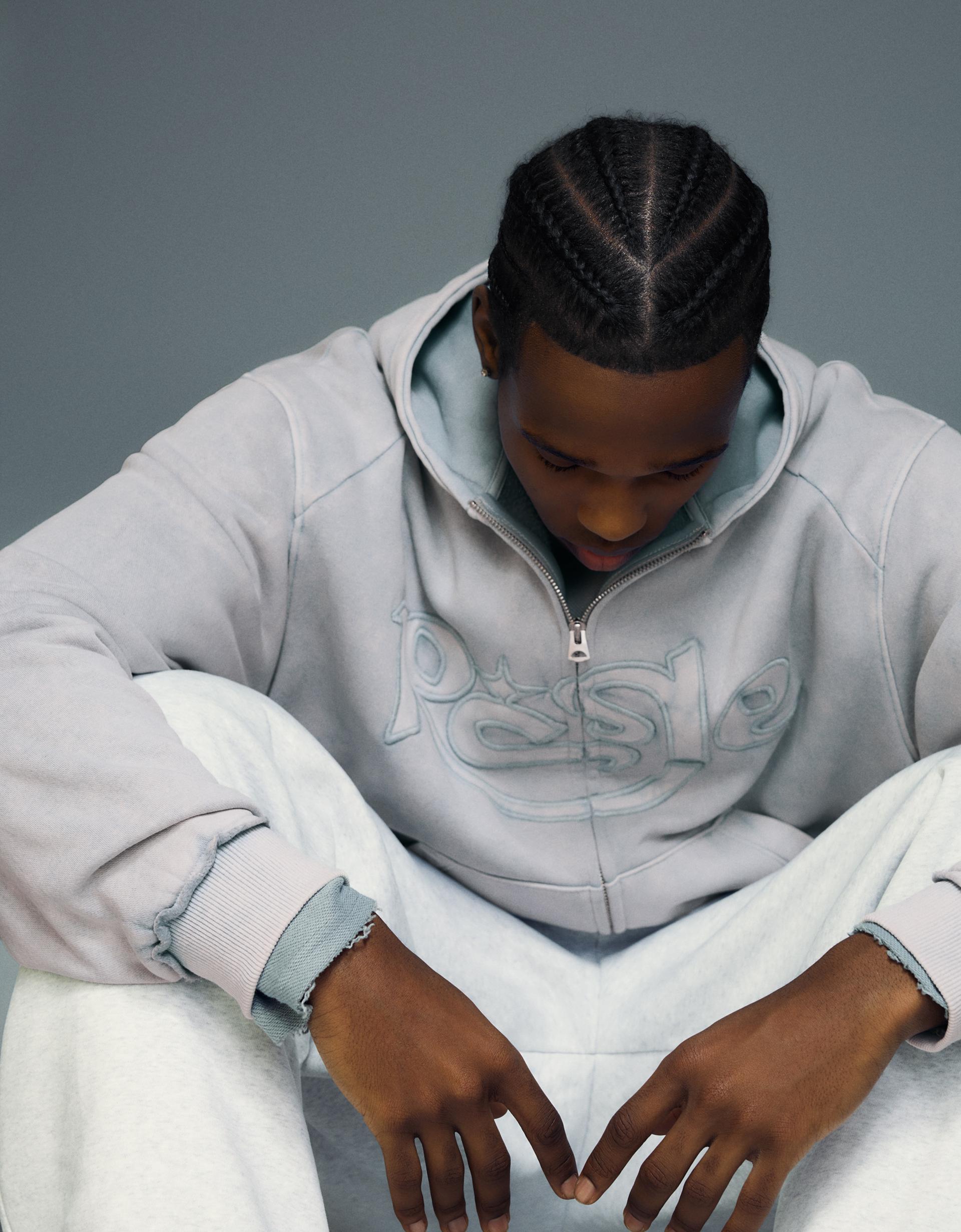 Embroidered zip-up hoodie