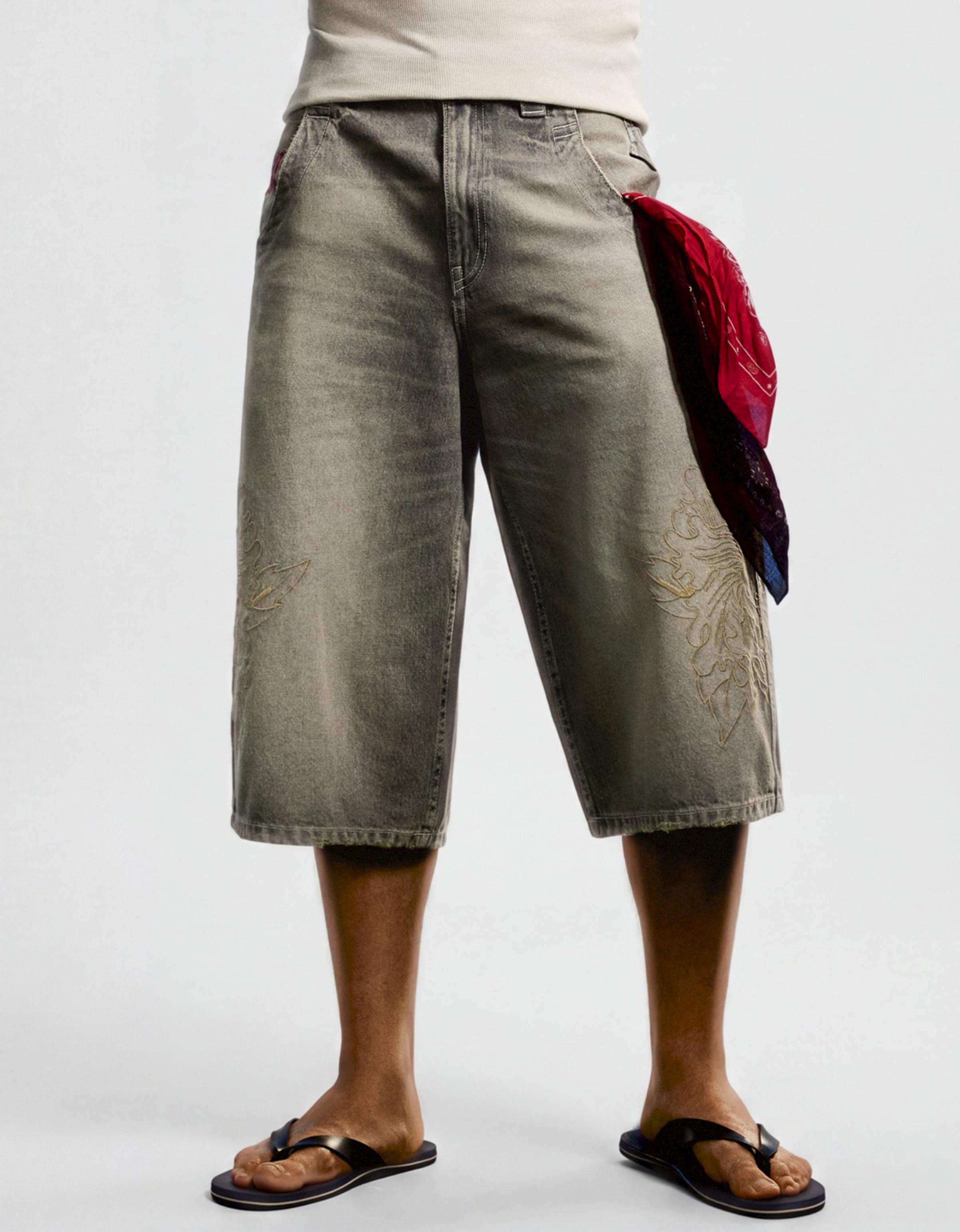 Denim Bermuda shorts ED HARDY X BERSHKA — Grey