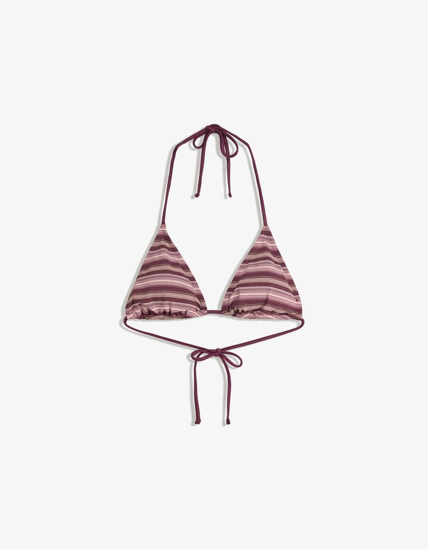 Top bikini triángulo rayas-Morado-3