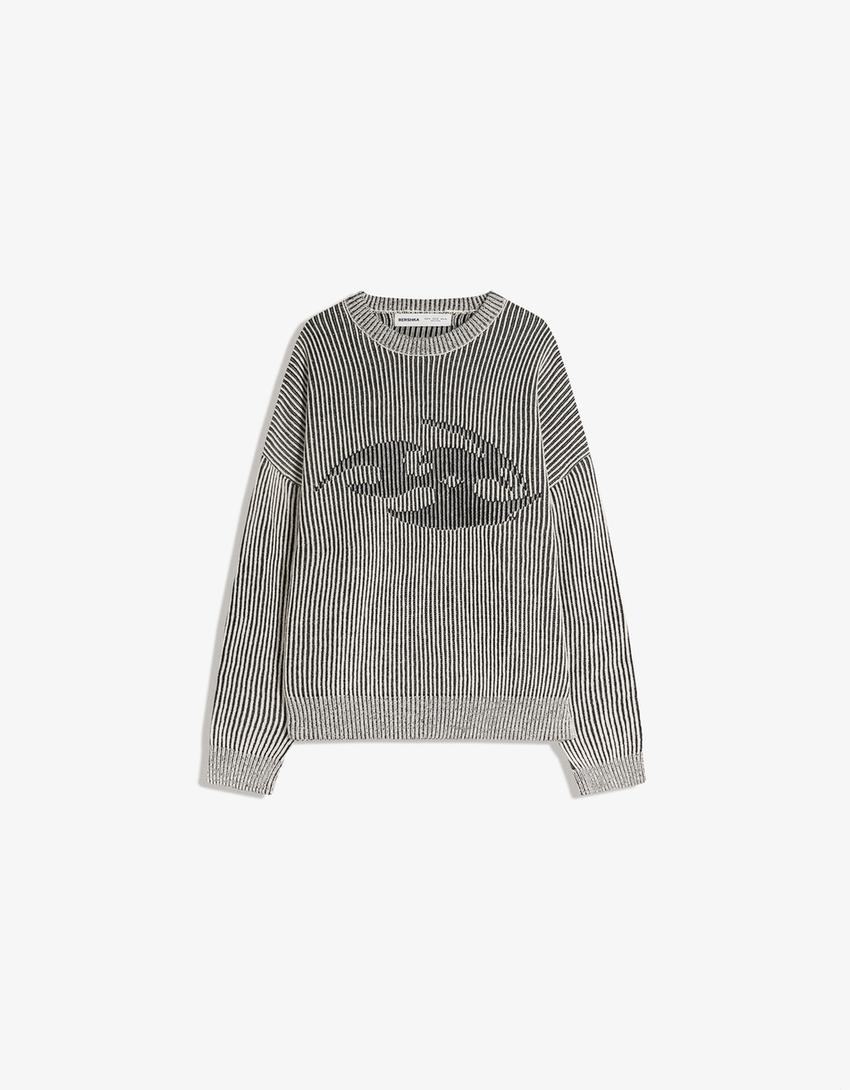 Pullover mit Print-Grau
