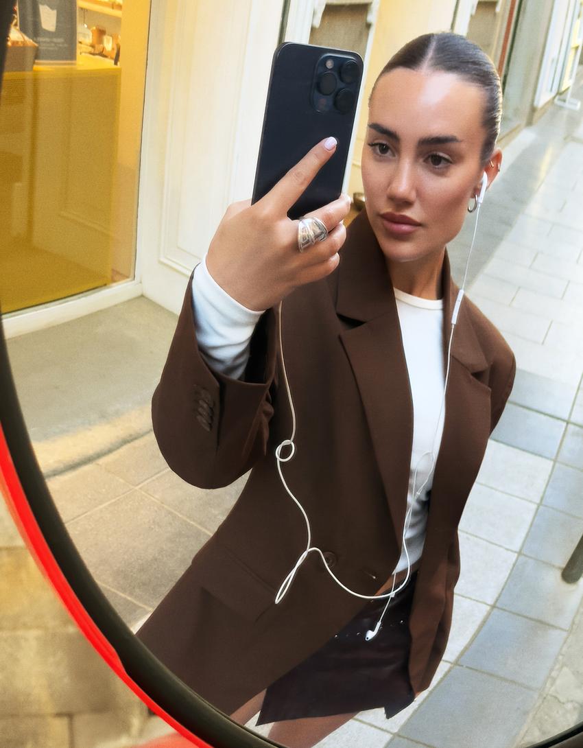 Blazer bouton latéral-Marron