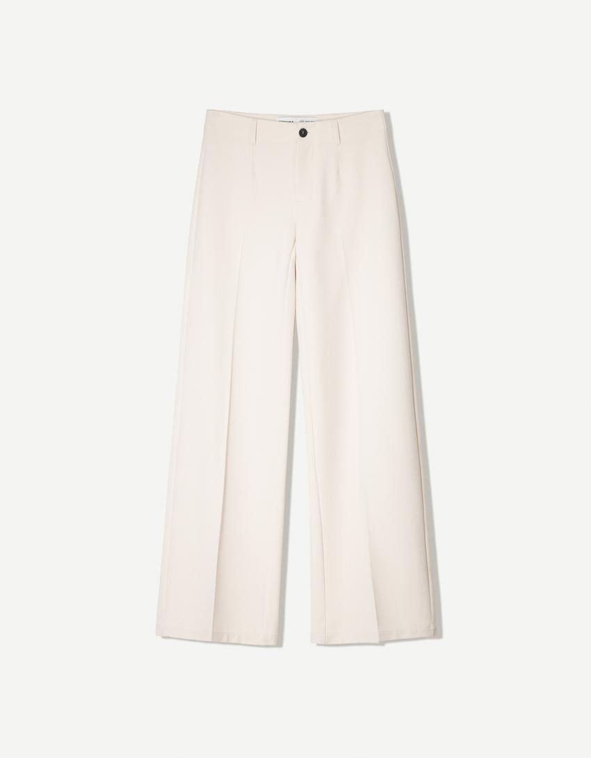 Pantalón wide leg-Crudo