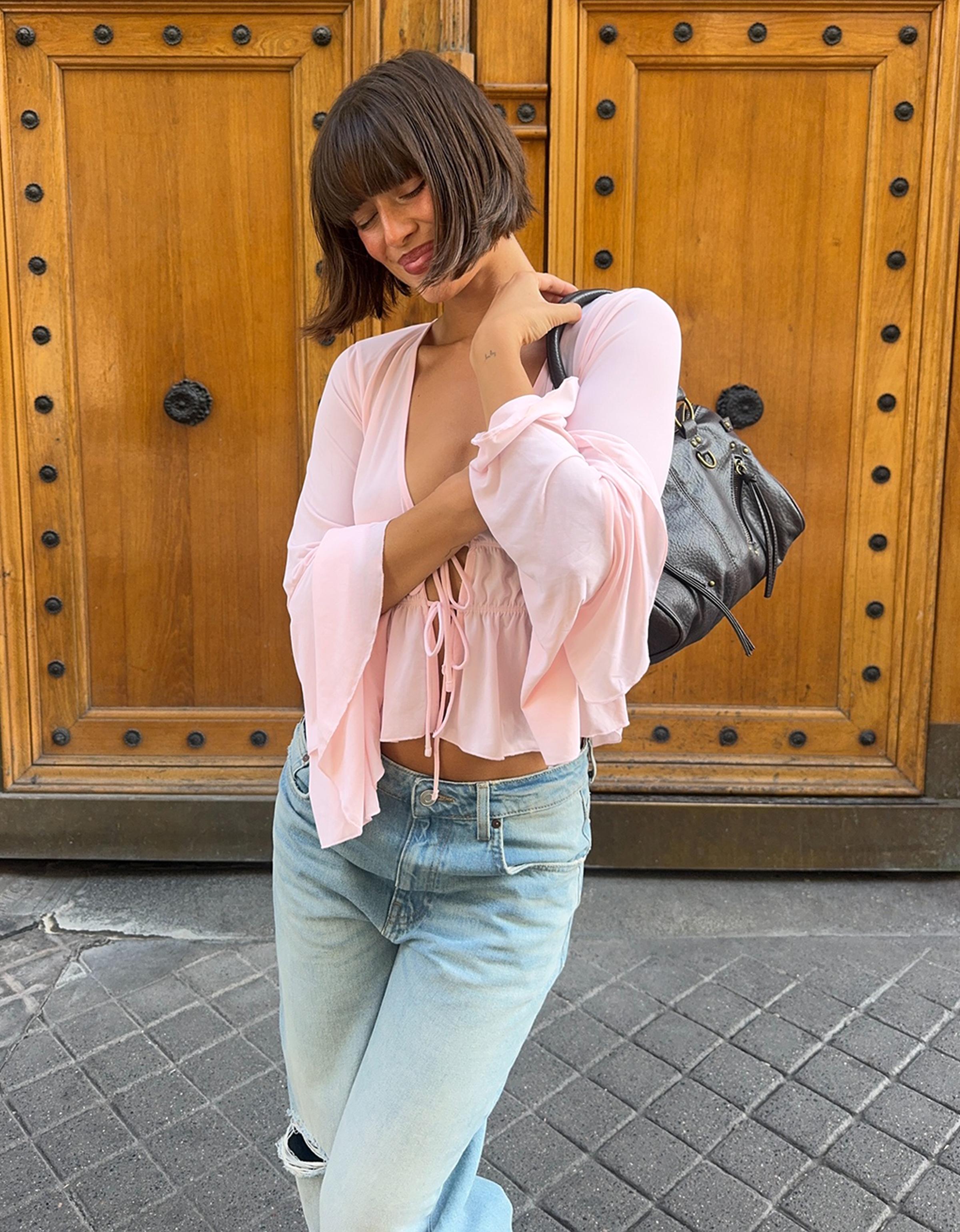 Bershka Dökümlü fırfırlı tişört görsel 5