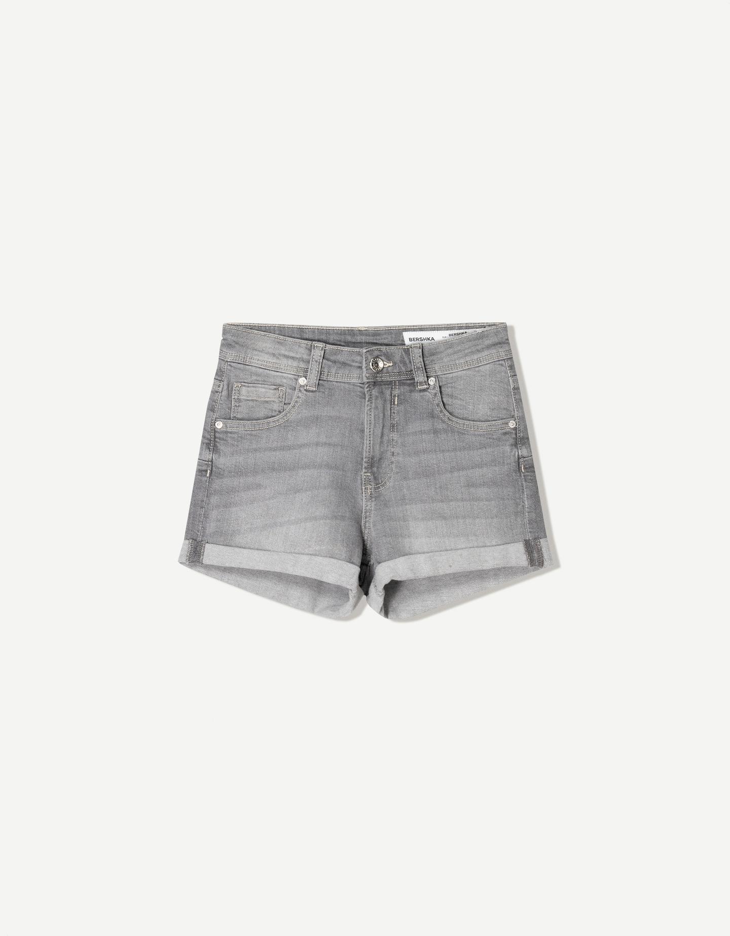 Bershka Jeansshorts Mit Roll-Up Damen 34 Grau günstig online kaufen