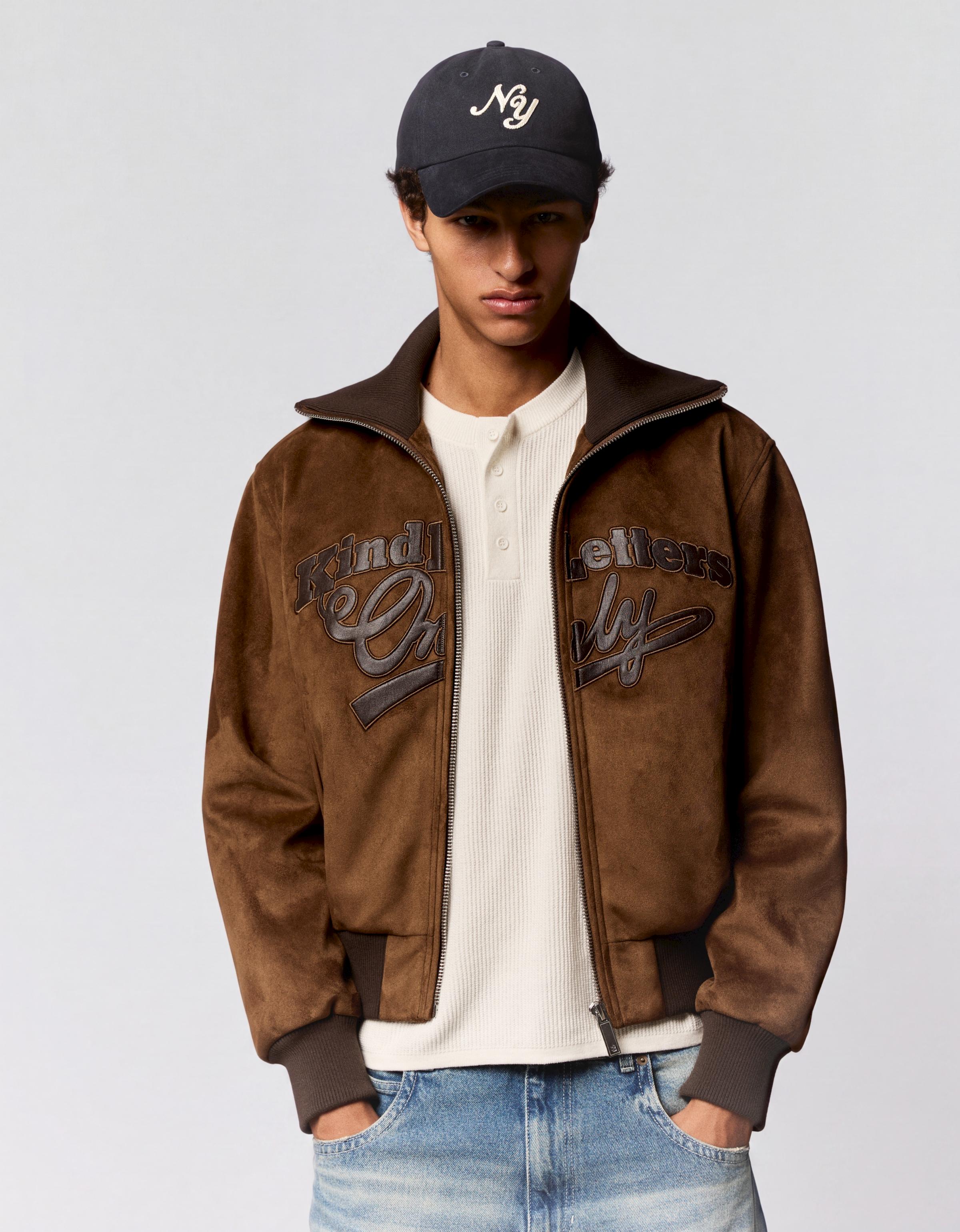 Retro faux suede jacket — Brown