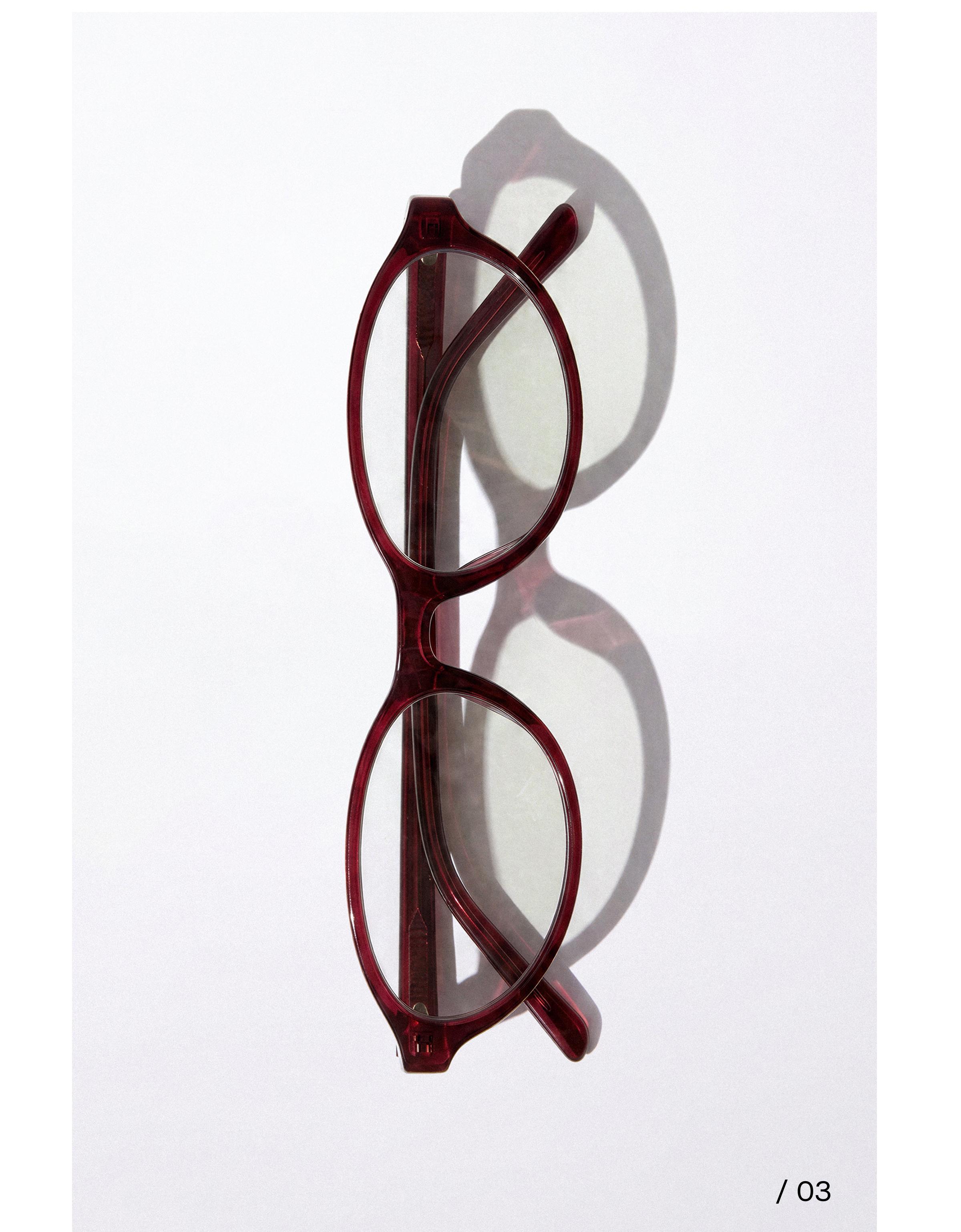 Oval blue light filtering glasses — Burgundy