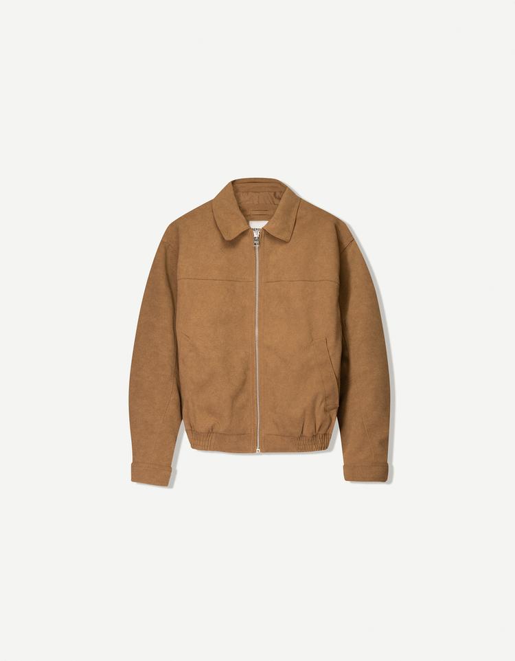 Faux suede trucker jacket