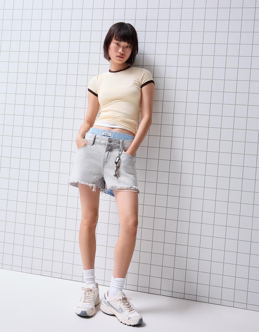 Short denim-Gris
