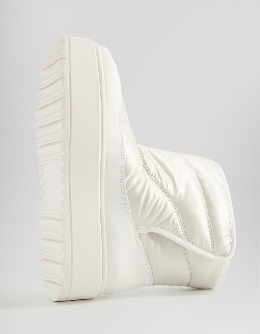 Padded platform ankle boots-WHITE-2