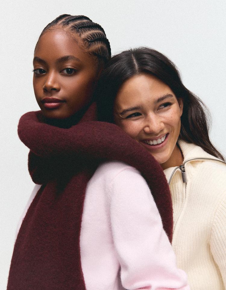 Chunky fringed scarf — Maroon