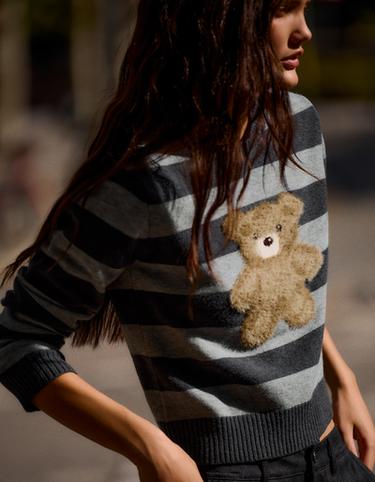 Bear round neck jumper — Grey 4