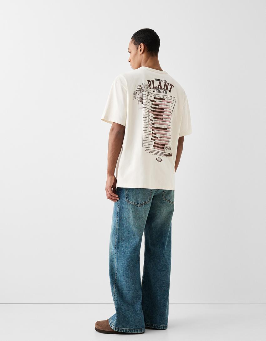 T-shirt manga curta boxy estampado-Gelo-1