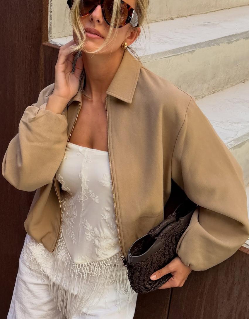 Fringed scarf-Cream
