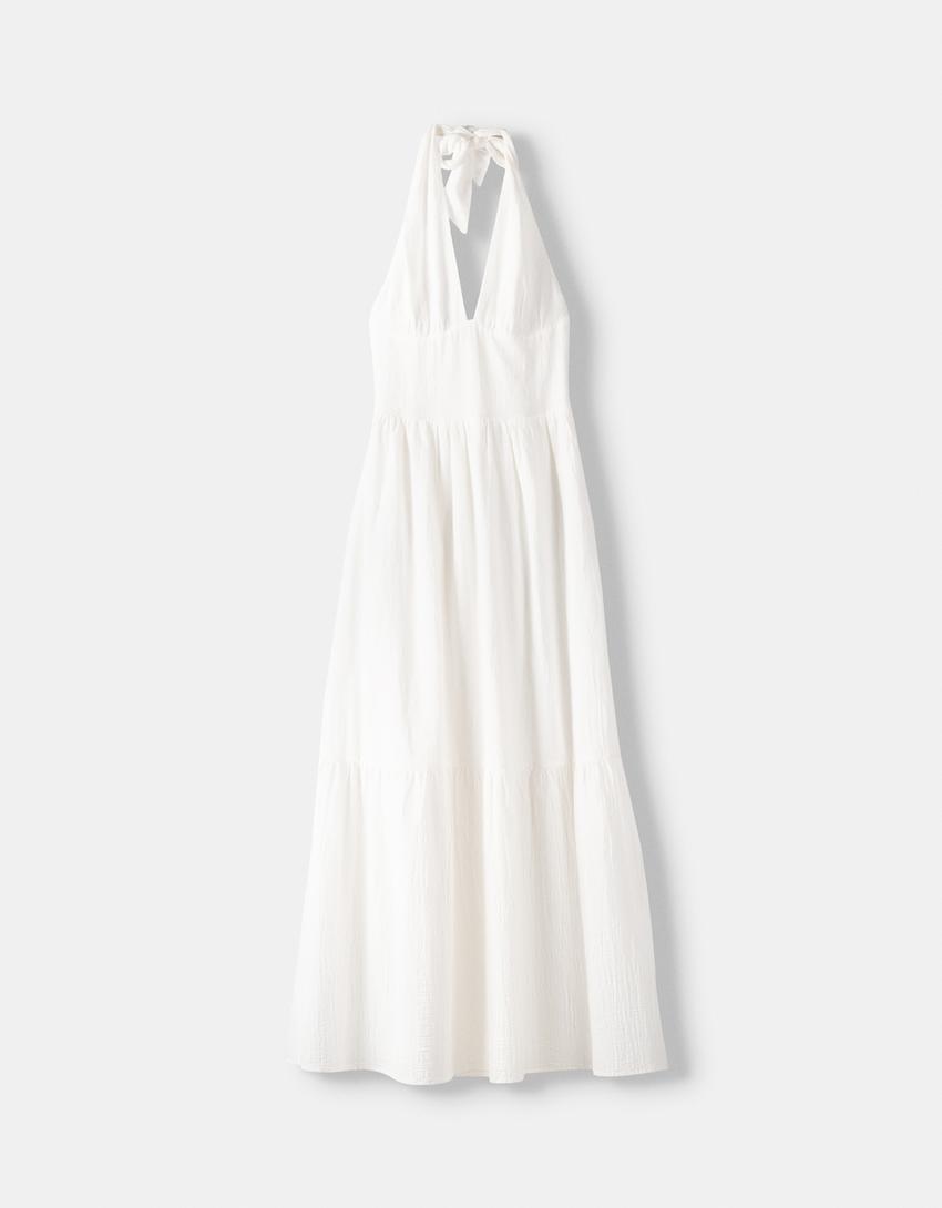 Robe maxi rustique-Blanc cassé-4