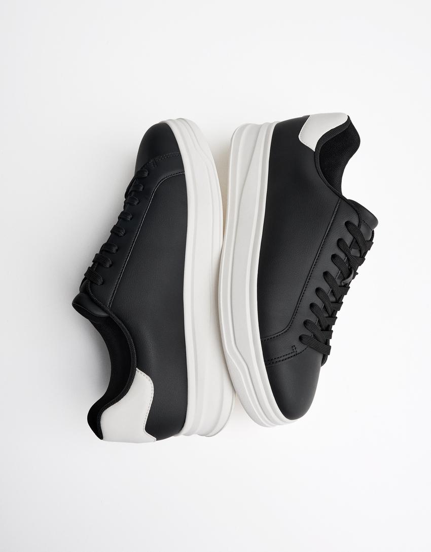 Minimalist lace-up trainers-BLACK