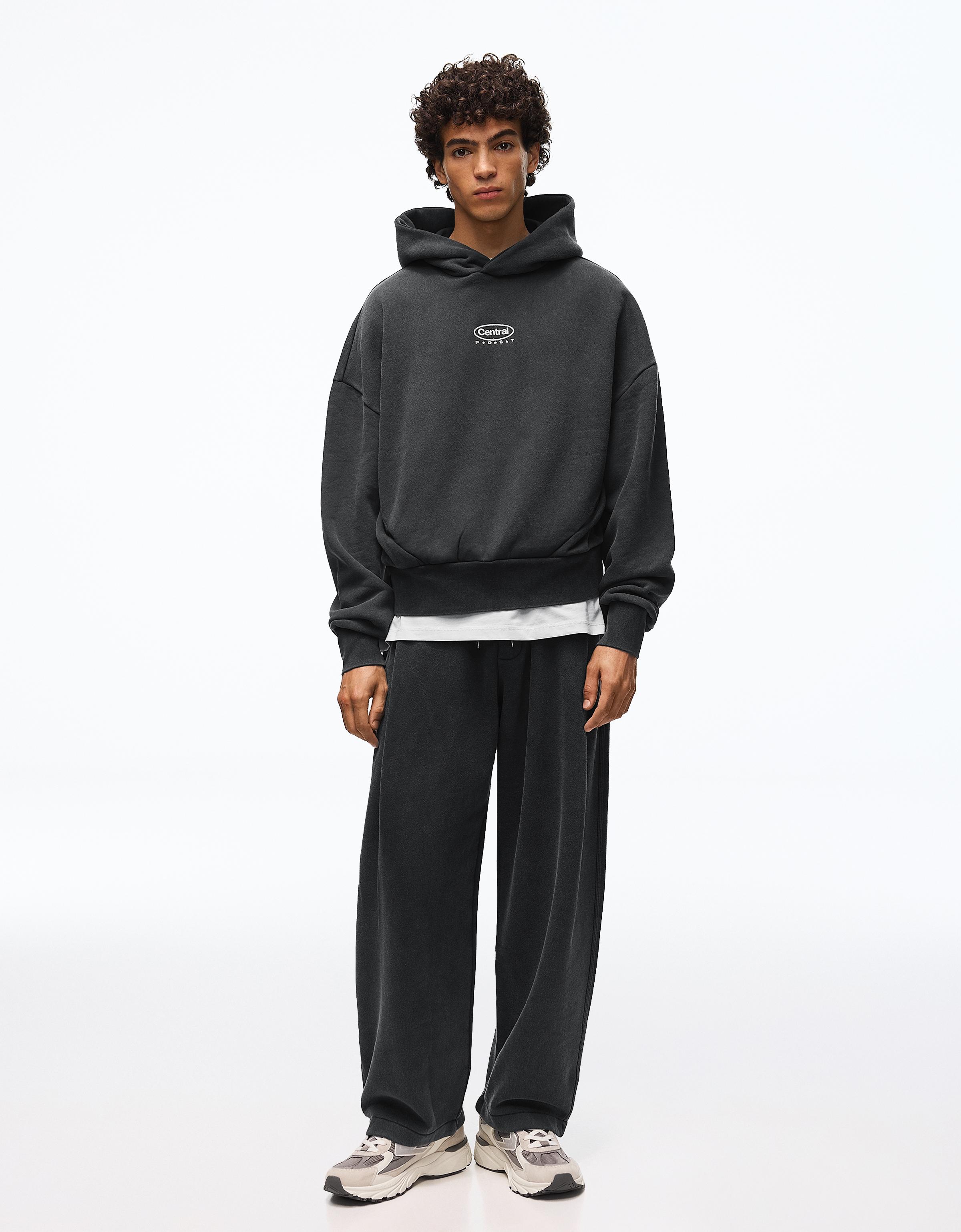 Bershka Pantalón Balloon Efecto Lavado Hombre Gris