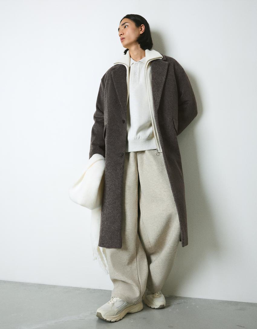 Abrigo efecto cepillado-Gris