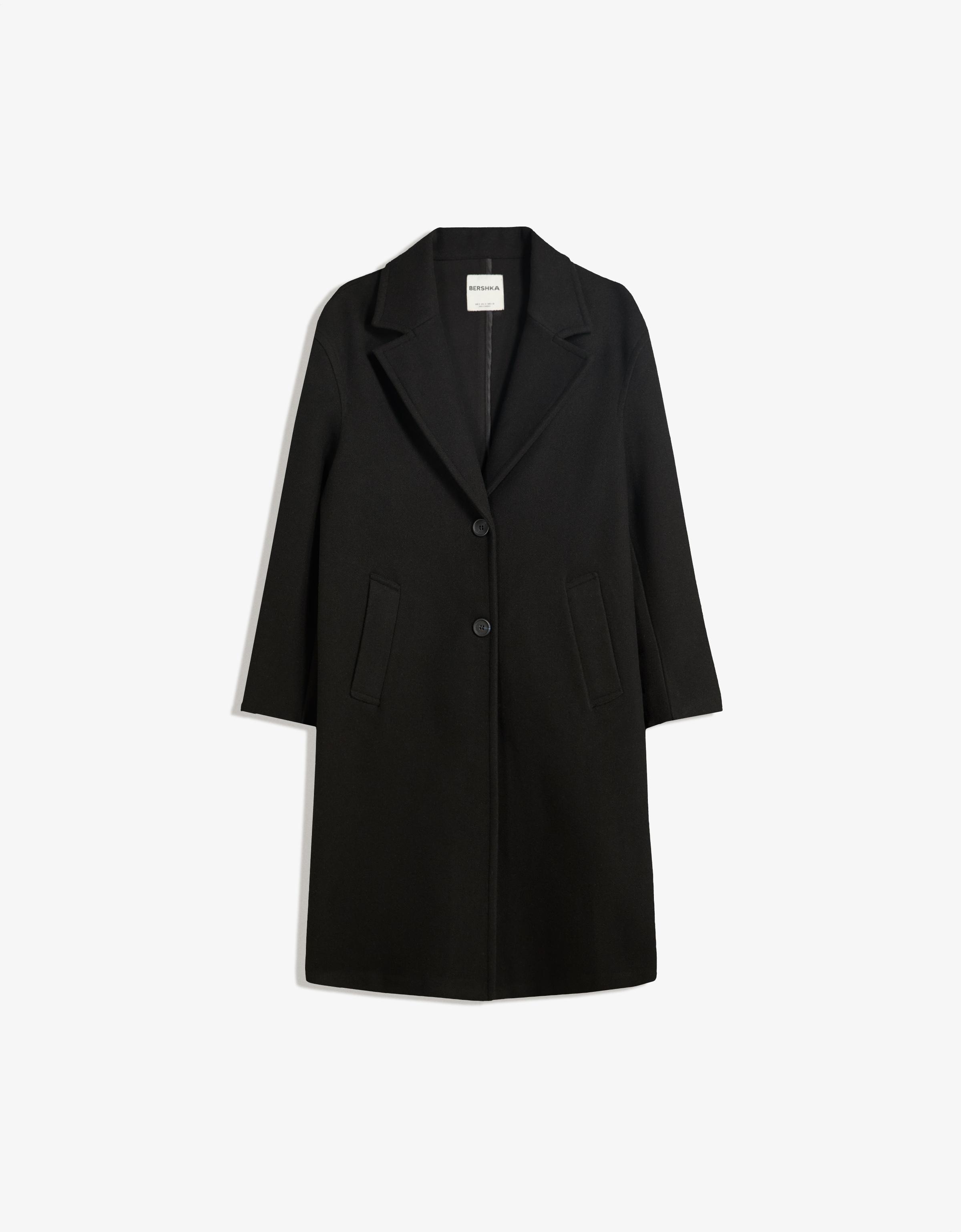Soft-touch long coat — Black