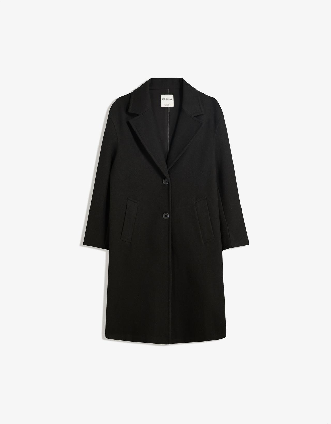 Soft-touch long coat — Black