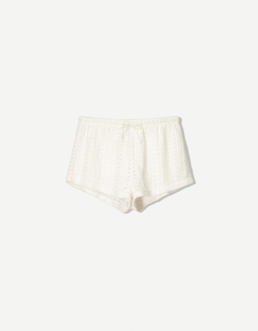 Short rustique crochet-Écru