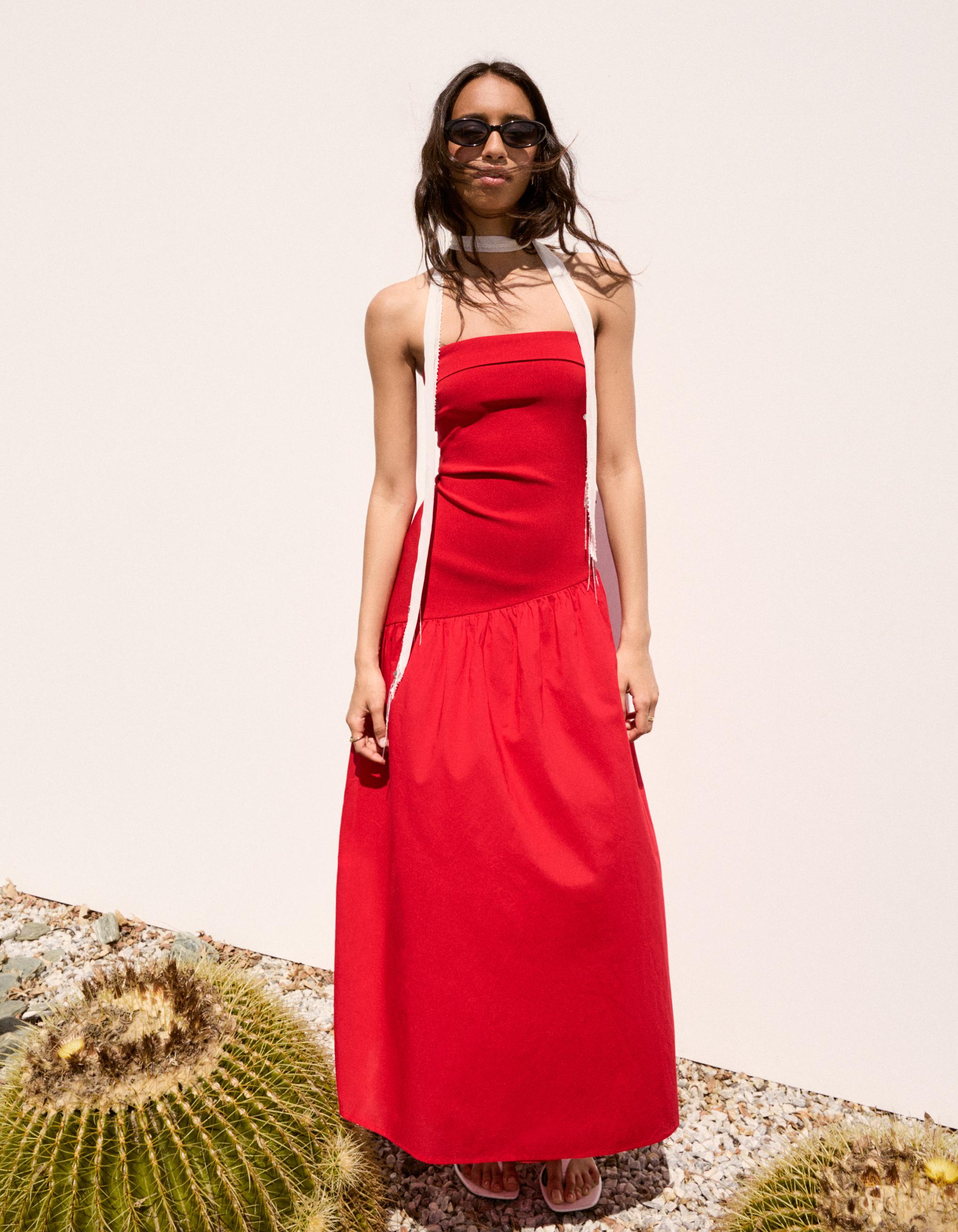 Bandeau midi dress — Red