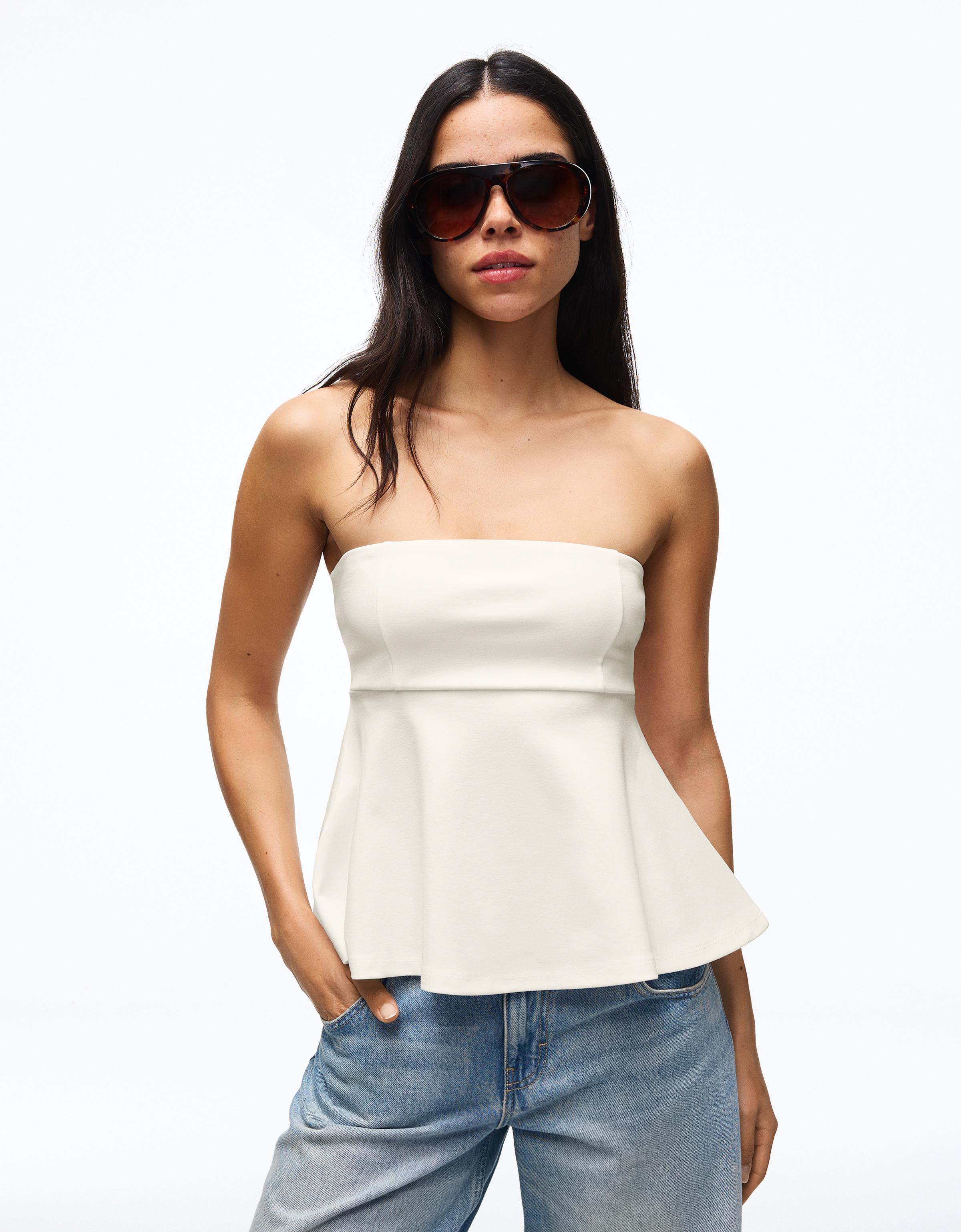 Peplum bandeau top — Off white