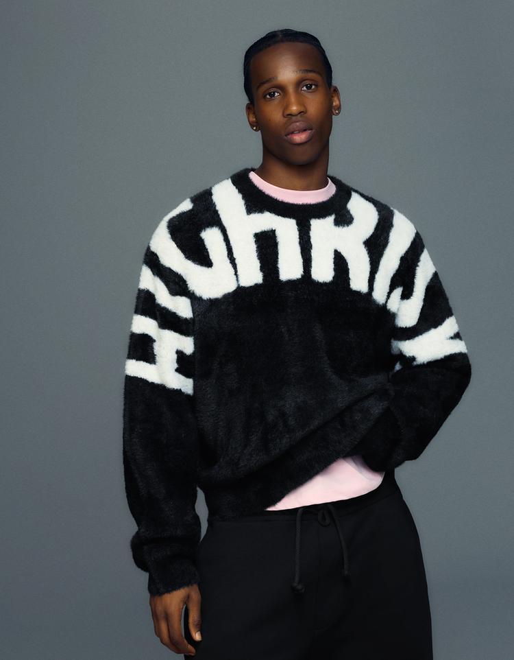 Faux fur print jumper