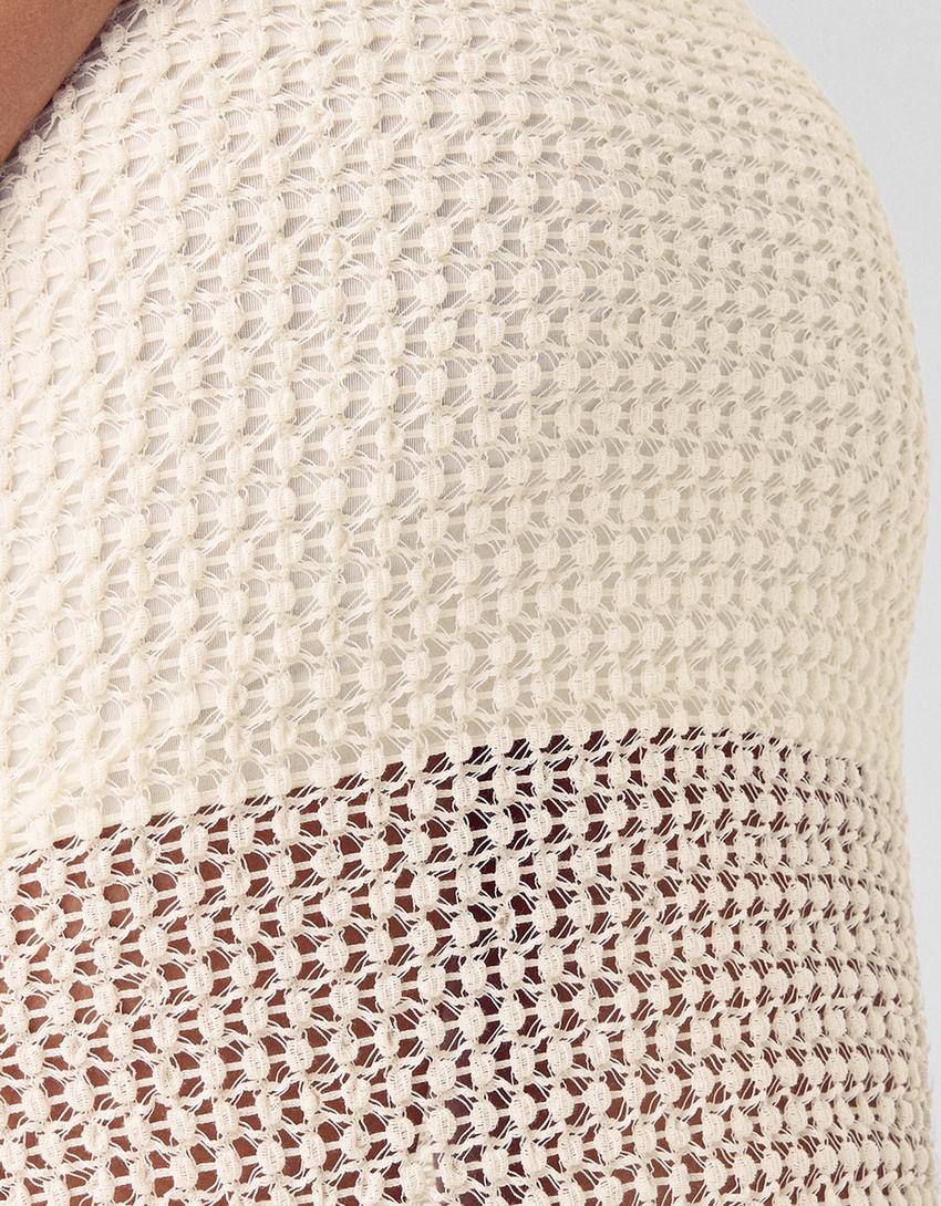 Rustic textured midi skirt-Off white