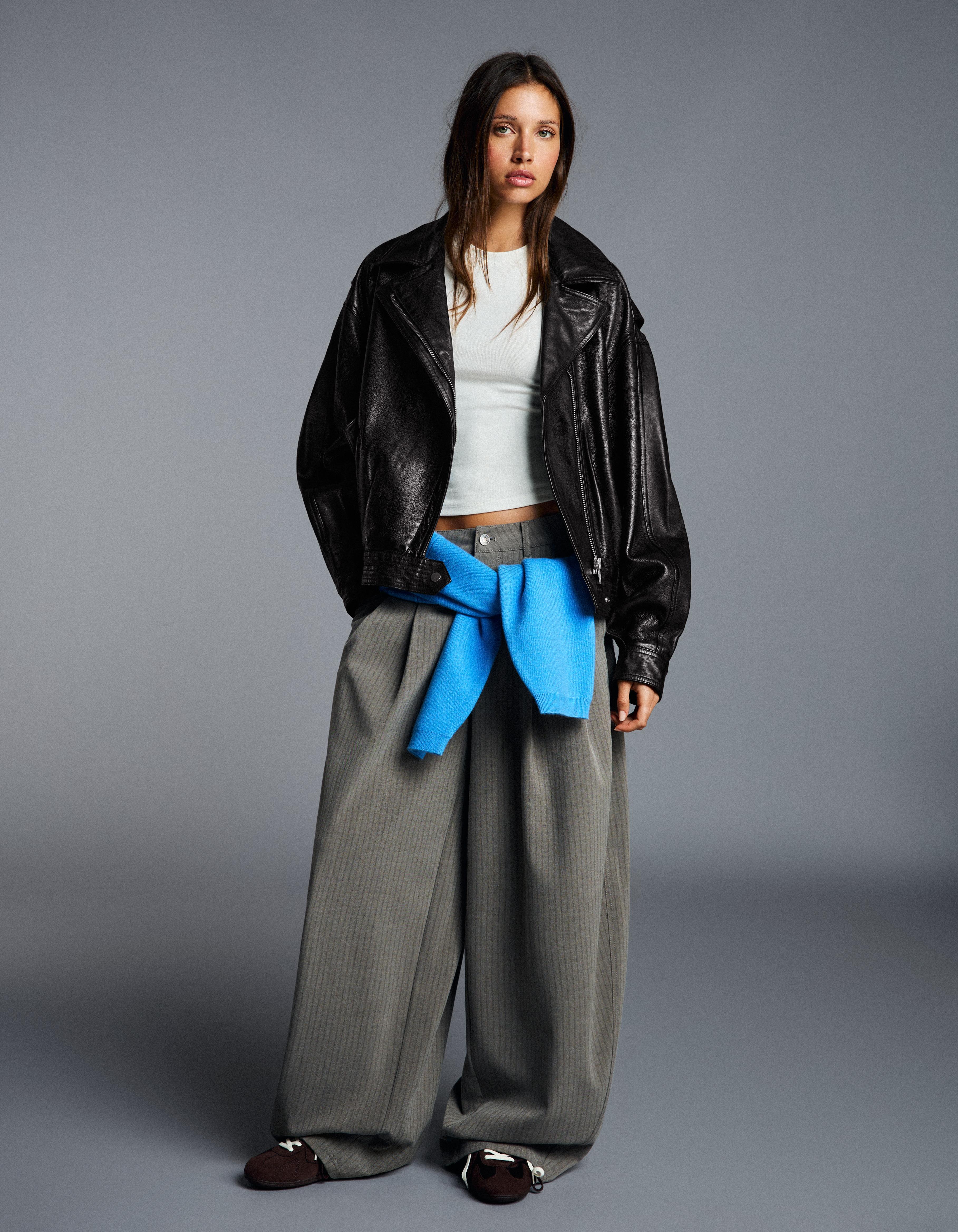 Leather biker jacket — Black