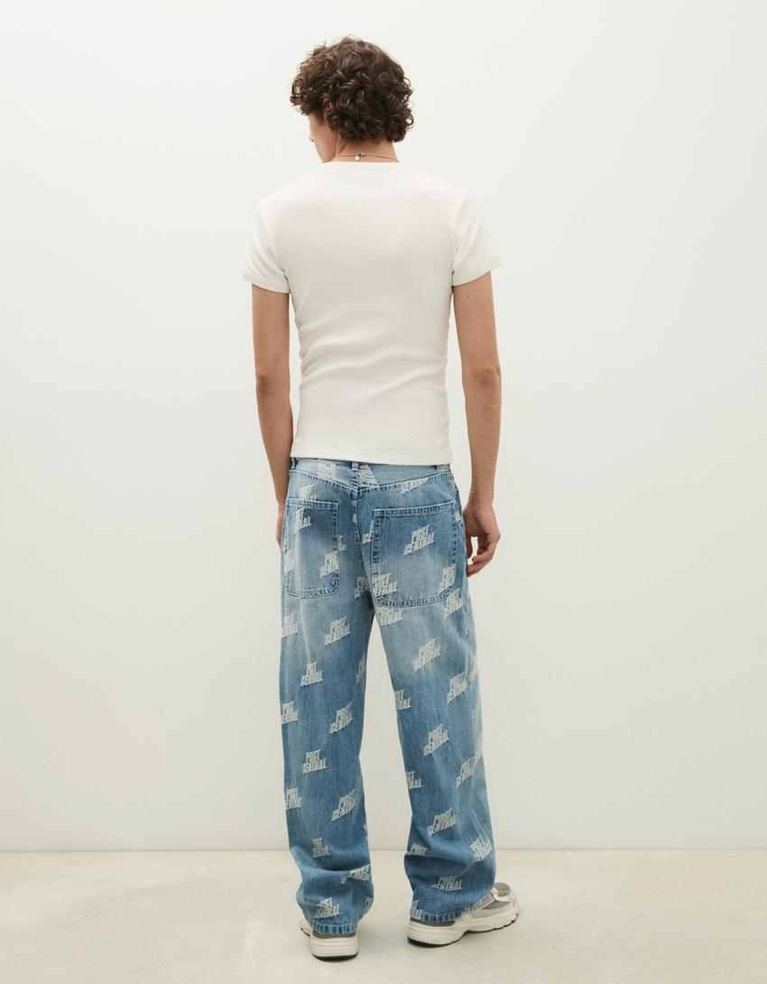 Jacquard jeans-Light blue