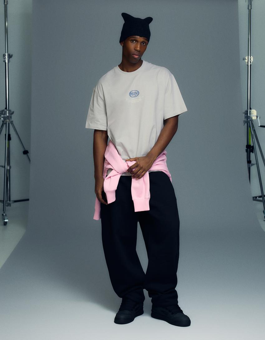 Short sleeve print T-shirt-Stone