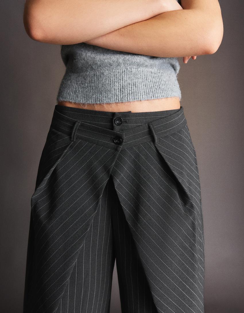 Barrel trousers with pleats-Grey