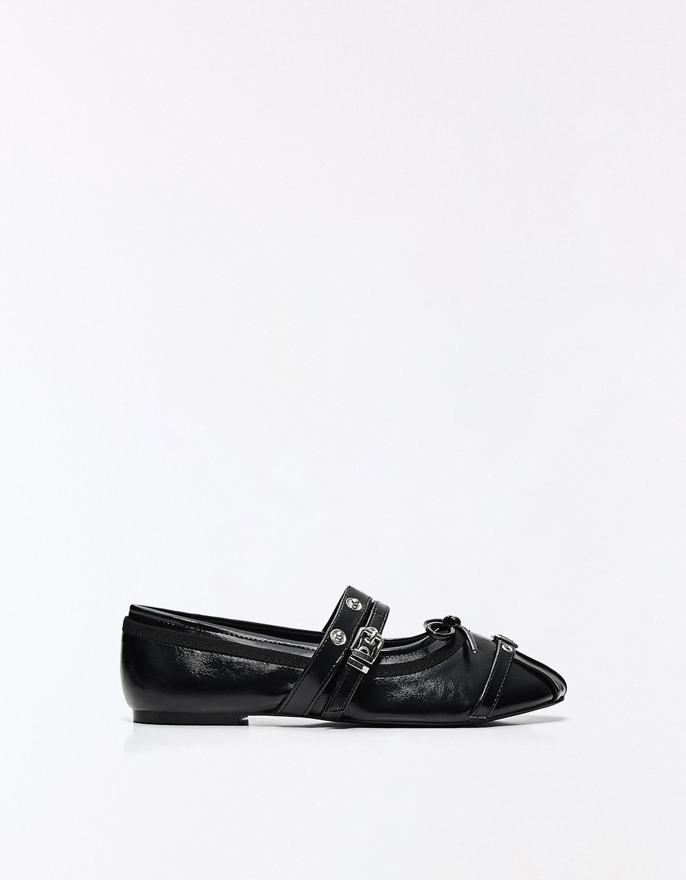 Studded ballet flats — BLACK