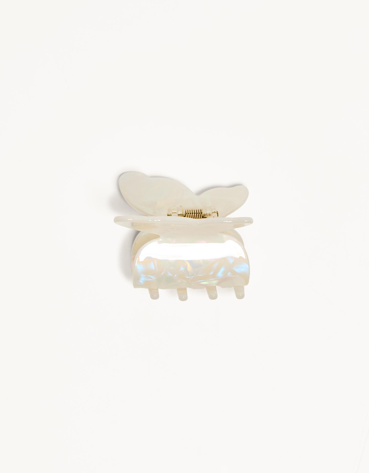 Bershka Pinza Mariposa Mujer Blanco