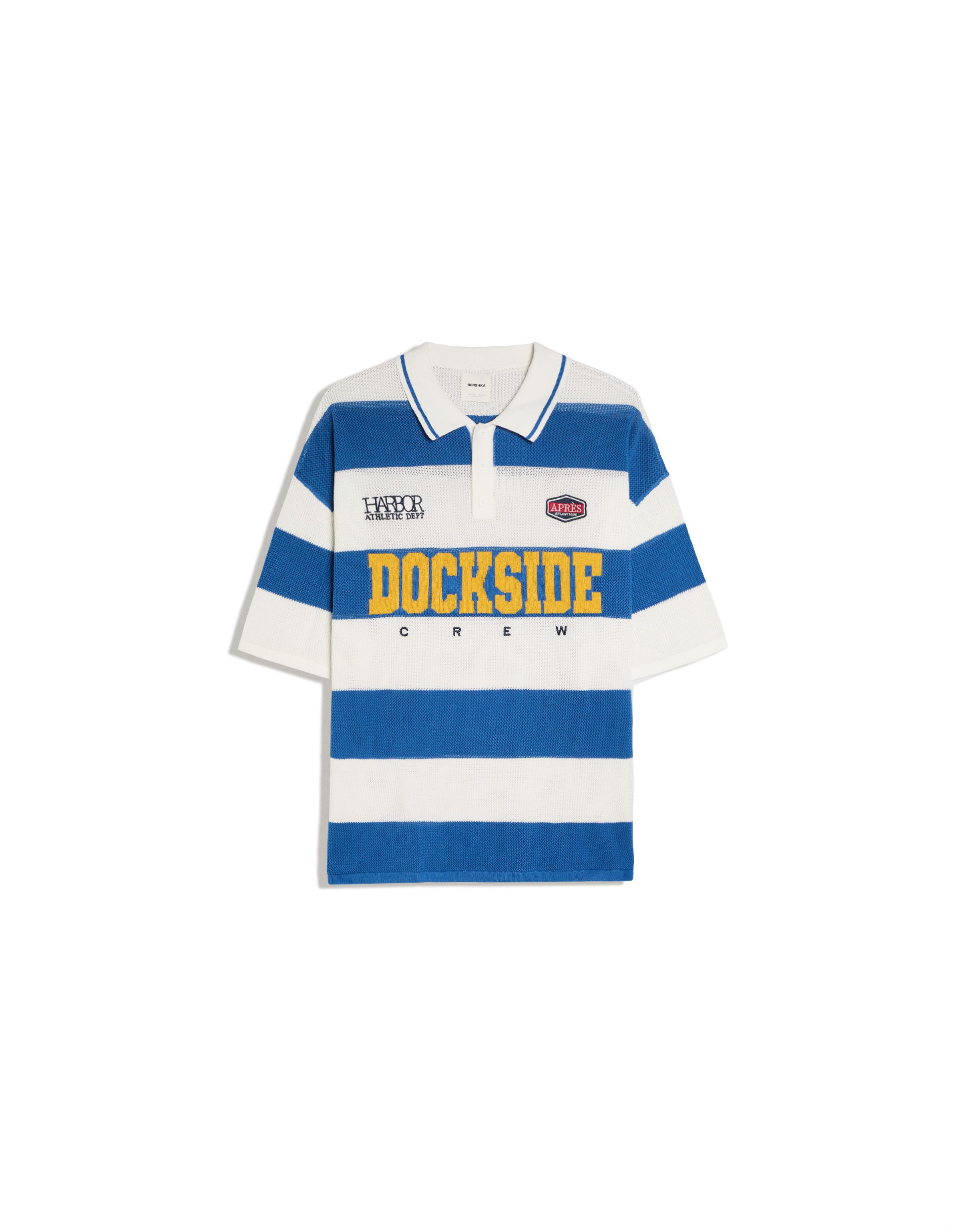 Mesh patch polo shirt — Blue