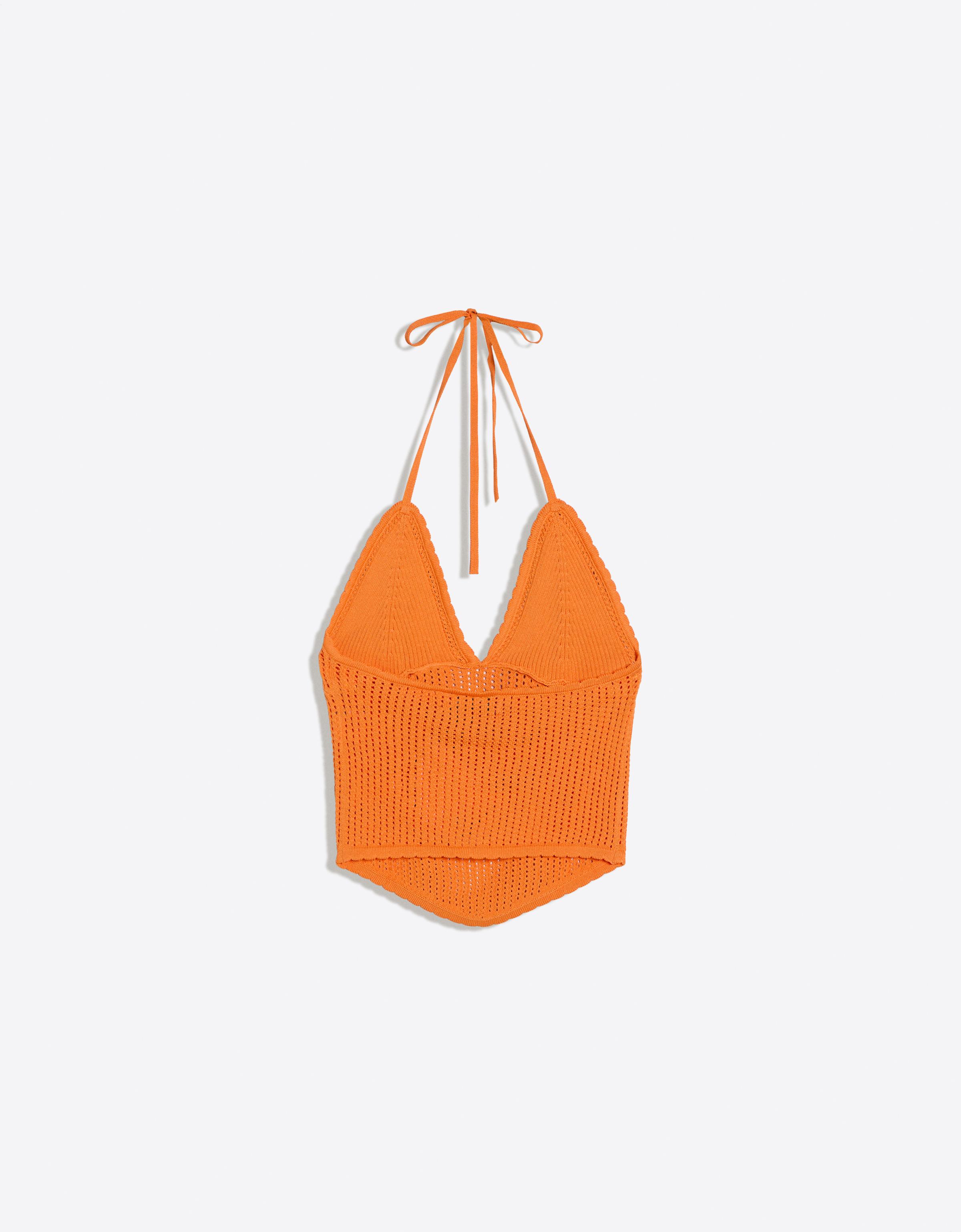 Cutwork halter top — Orange