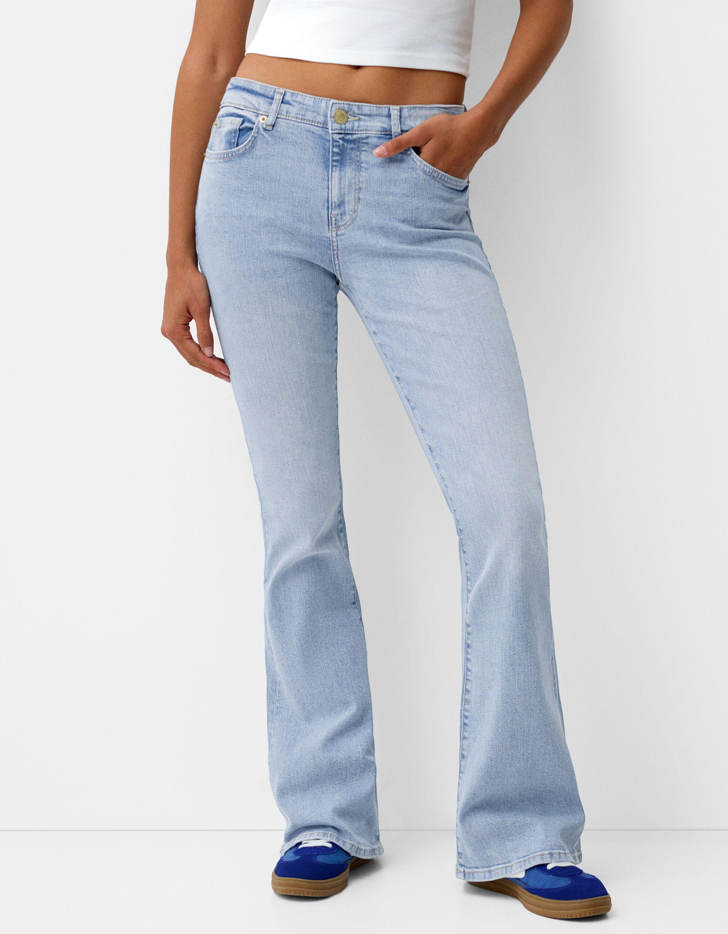 Bershka Jeans-Schlaghose Damen 40 Hellblau