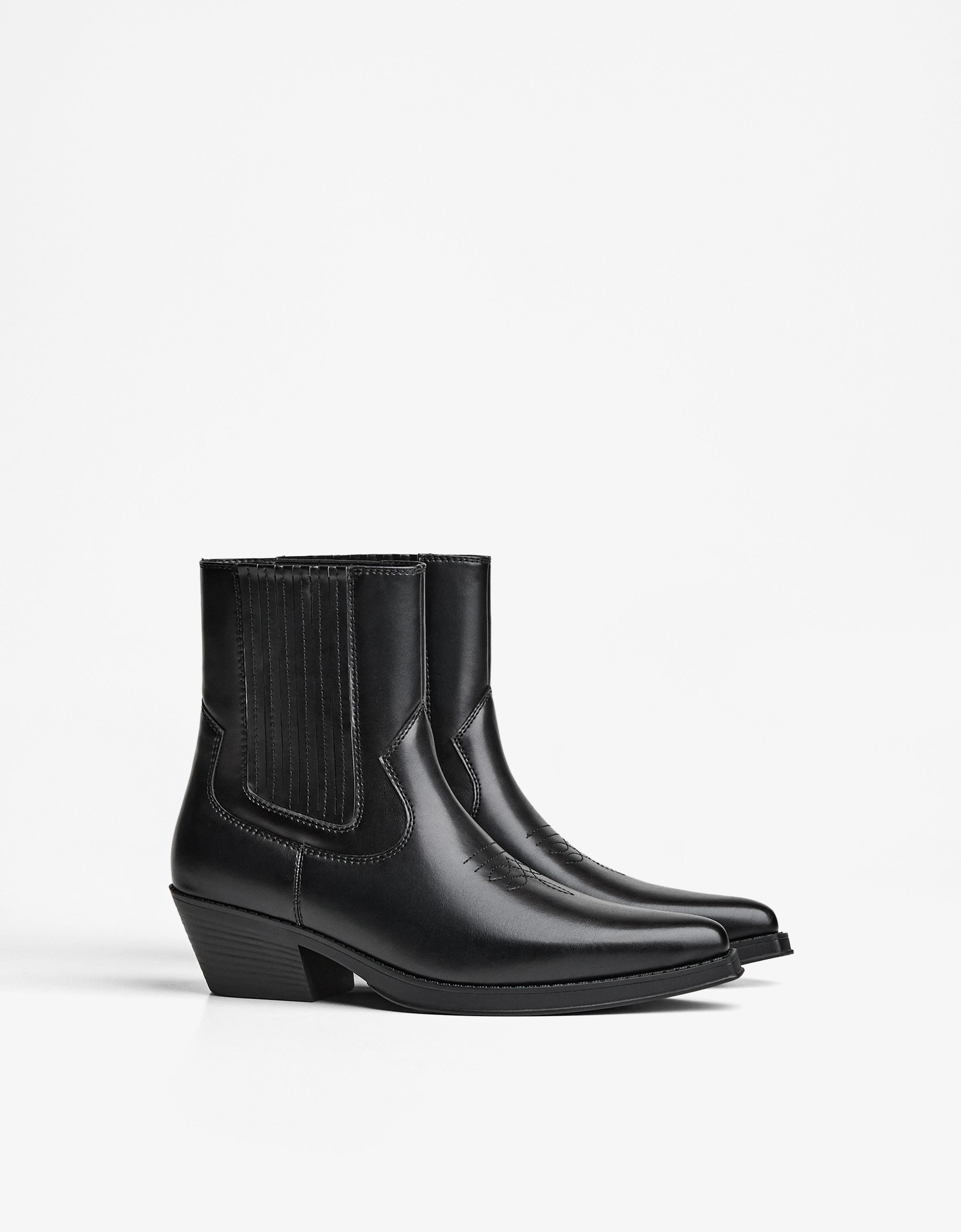 Elastic cowboy ankle boots