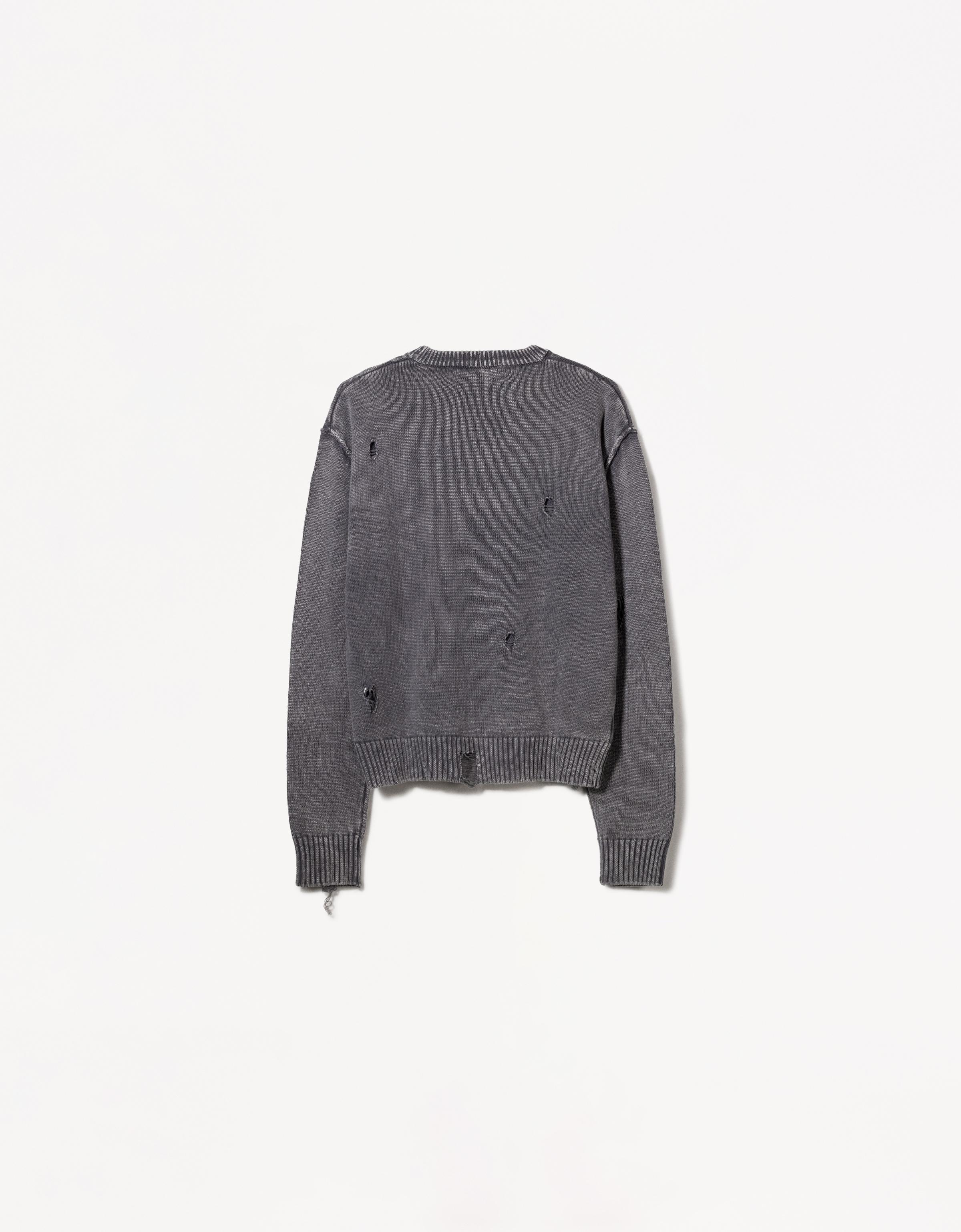 Bershka ダークグレー ニット Bershka heavy knit sweater in gray | ASOS