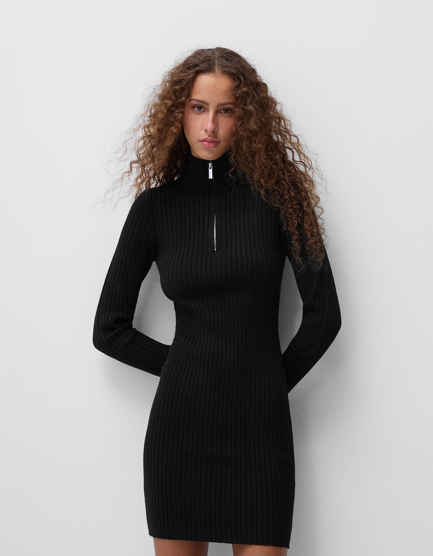 Bershka Minikleid Mit Patentmuster Und Reißverschluss Damen L Schwarz günstig online kaufen