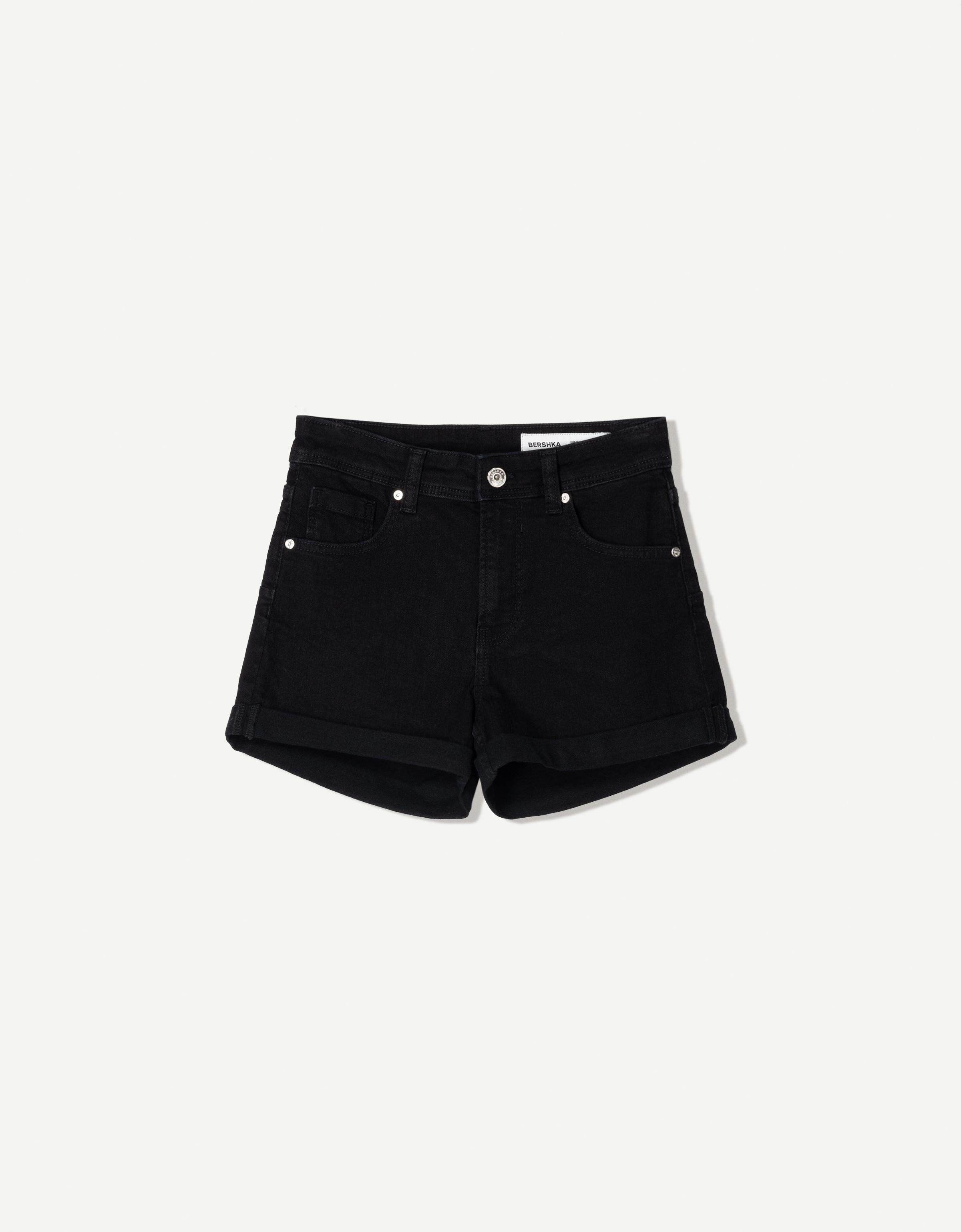 Bershka Jeansshorts Mit Roll-Up Damen 32 Schwarz