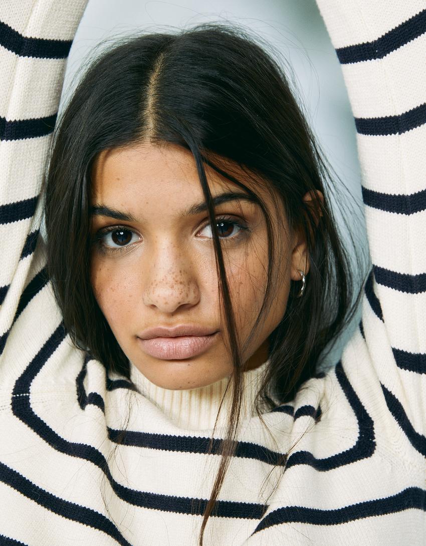 Pull en à col montant-Écru-3